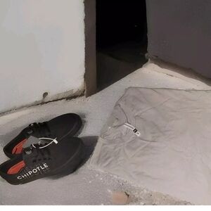 Chipotle Black Sneakers and Gray T-Shirt Womens Size 9 Shoes And Medium Shirt